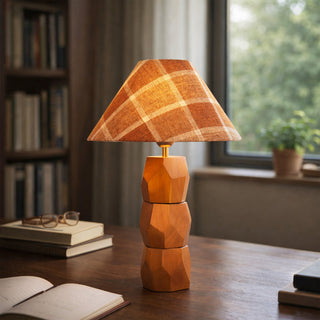 Lexi Helena Hand-Faceted Wooden Base Table Lamp