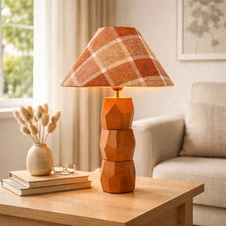 Lexi Helena Hand-Faceted Wooden Base Table Lamp