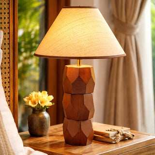 Lexi Helena Hand-Faceted Wooden Base Table Lamp