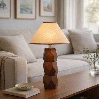 Lexi Helena Hand-Faceted Wooden Base Table Lamp