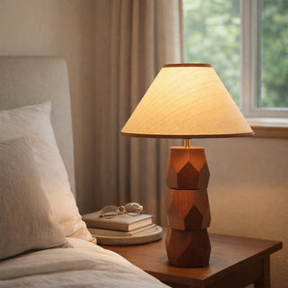 Lexi Helena Hand-Faceted Wooden Base Table Lamp
