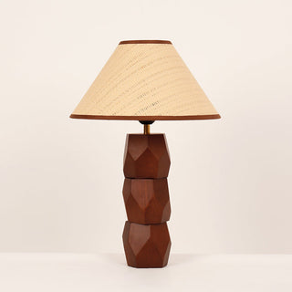 Lexi Helena Hand-Faceted Wooden Base Table Lamp