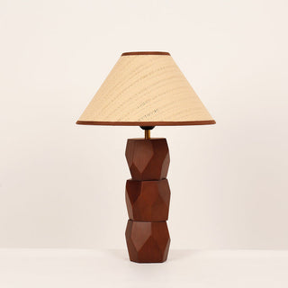Lexi Helena Hand-Faceted Wooden Base Table Lamp