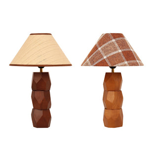 Lexi Helena Hand-Faceted Wooden Base Table Lamp