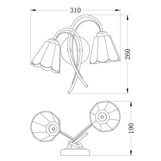 Lexi Coraline 2lt Wall Light