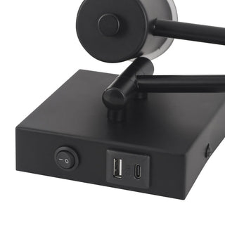 Lexi Elspet Swing Arm Wall Lamp with charging ports