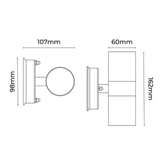 Lexi Zyven 2lt Up/Down Outdoor Wall Light Polished Silver