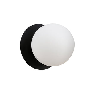 Lexi Odessa Opal Frosted Glass LED Wall Light with Black Base Warm White/Small