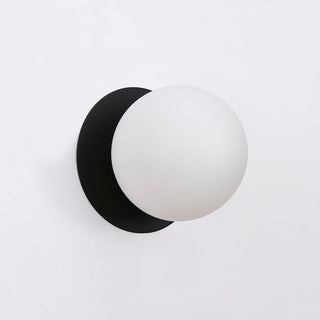 Lexi Odessa Opal Frosted Glass LED Wall Light with Black Base Warm White/Small
