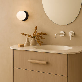 Lexi Odessa Opal Frosted Glass LED Wall Light with Black Base Warm White/Small