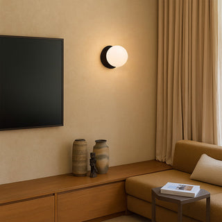 Lexi Odessa Opal Frosted Glass LED Wall Light with Black Base Warm White/Small