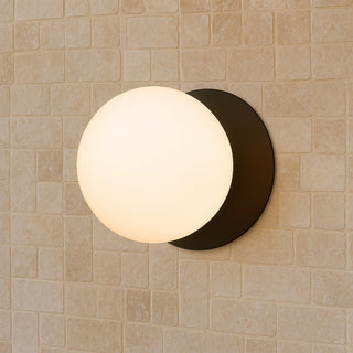 Lexi Odessa Opal Frosted Glass LED Wall Light with Black Base Warm White/Small