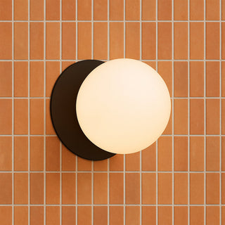 Lexi Odessa Opal Frosted Glass LED Wall Light with Black Base Warm White/Small