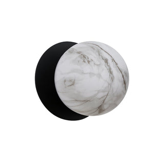 Lexi Odessa Marble Opal Glass LED Wall Light with Black Base Warm White/Small