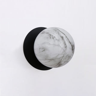 Lexi Odessa Marble Opal Glass LED Wall Light with Black Base Warm White/Small