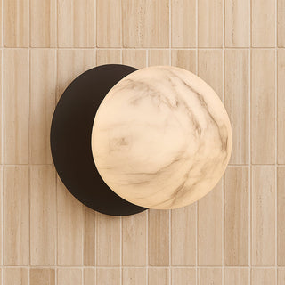 Lexi Odessa Marble Opal Glass LED Wall Light with Black Base Warm White/Small