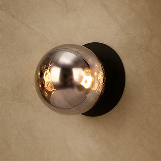 Lexi Odessa Molten Ripple Glass LED Wall Light with Black Base Warm White/Small