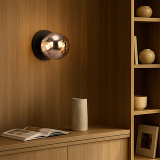 Lexi Odessa Molten Ripple Glass LED Wall Light with Black Base Warm White/Small