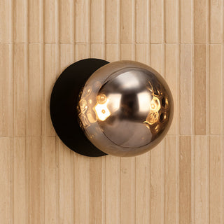 Lexi Odessa Molten Ripple Glass LED Wall Light with Black Base Warm White/Small