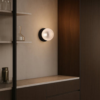 Lexi Odessa Diamond Cut Glass LED Wall Light with Black Base Warm White/Small