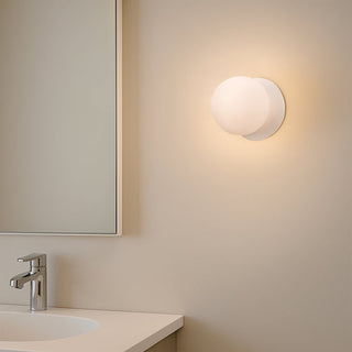 Lexi Odessa Opal Frosted Glass LED Wall Light with White Base Warm White/Small