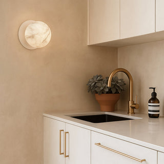 Lexi Odessa Marble Opal Glass LED Wall Light with White Base Warm White/Small
