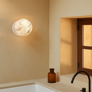 Lexi Odessa Marble Opal Glass LED Wall Light with White Base Warm White/Small