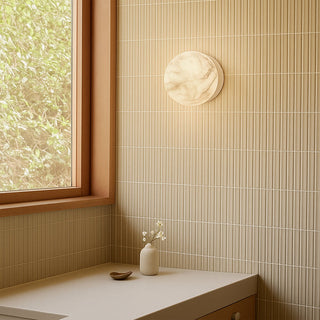 Lexi Odessa Marble Opal Glass LED Wall Light with White Base Warm White/Small