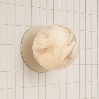 Lexi Odessa Marble Opal Glass LED Wall Light with White Base Warm White/Small