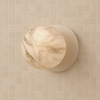 Lexi Odessa Marble Opal Glass LED Wall Light with White Base Warm White/Small