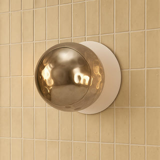 Lexi Odessa Molten Ripple Glass LED Wall Light with White Base Warm White/Small