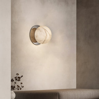 Lexi Odessa Marble Opal Glass LED Wall Light with Chrome Base Warm White/Small