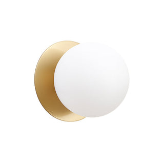 Lexi Odessa Opal Frosted Glass LED Wall Light with Brass Base Warm White/Small