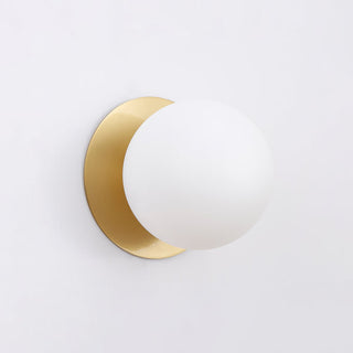 Lexi Odessa Opal Frosted Glass LED Wall Light with Brass Base Warm White/Small