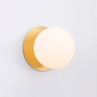 Lexi Odessa Opal Frosted Glass LED Wall Light with Brass Base Warm White/Small