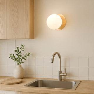 Lexi Odessa Opal Frosted Glass LED Wall Light with Brass Base Warm White/Small