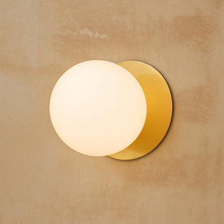 Lexi Odessa Opal Frosted Glass LED Wall Light with Brass Base Warm White/Small