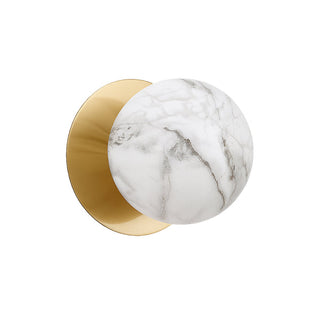 Lexi Odessa Marble Opal Glass LED Wall Light with Brass Base Warm White/Small