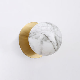 Lexi Odessa Marble Opal Glass LED Wall Light with Brass Base Warm White/Small