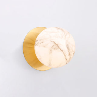 Lexi Odessa Marble Opal Glass LED Wall Light with Brass Base Warm White/Small