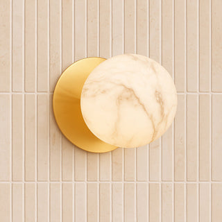 Lexi Odessa Marble Opal Glass LED Wall Light with Brass Base Warm White/Small