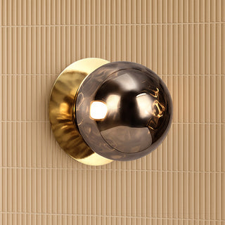 Lexi Odessa Molten Ripple Glass LED Wall Light with Brass Base Warm White/Small