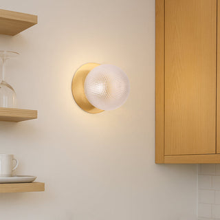 Lexi Odessa Diamond Cut Glass LED Wall Light with Brass Base Warm White/Small