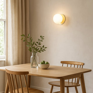 Lexi Odessa Opal Frosted Glass LED Wall Light with Gold Base Warm White/Small