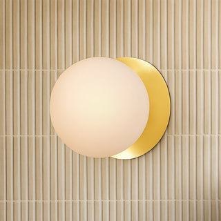 Lexi Odessa Opal Frosted Glass LED Wall Light with Gold Base Warm White/Small