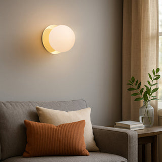 Lexi Odessa Opal Frosted Glass LED Wall Light with Gold Base Warm White/Small