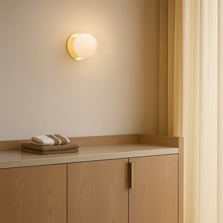 Lexi Odessa Opal Frosted Glass LED Wall Light with Gold Base Warm White/Small