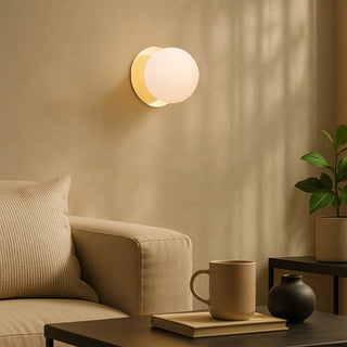 Lexi Odessa Opal Frosted Glass LED Wall Light with Gold Base Warm White/Small