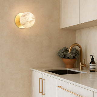 Lexi Odessa Marble Opal Glass LED Wall Light with Gold Base Warm White/Small