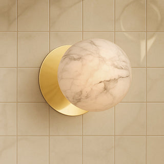 Lexi Odessa Marble Opal Glass LED Wall Light with Gold Base Warm White/Small